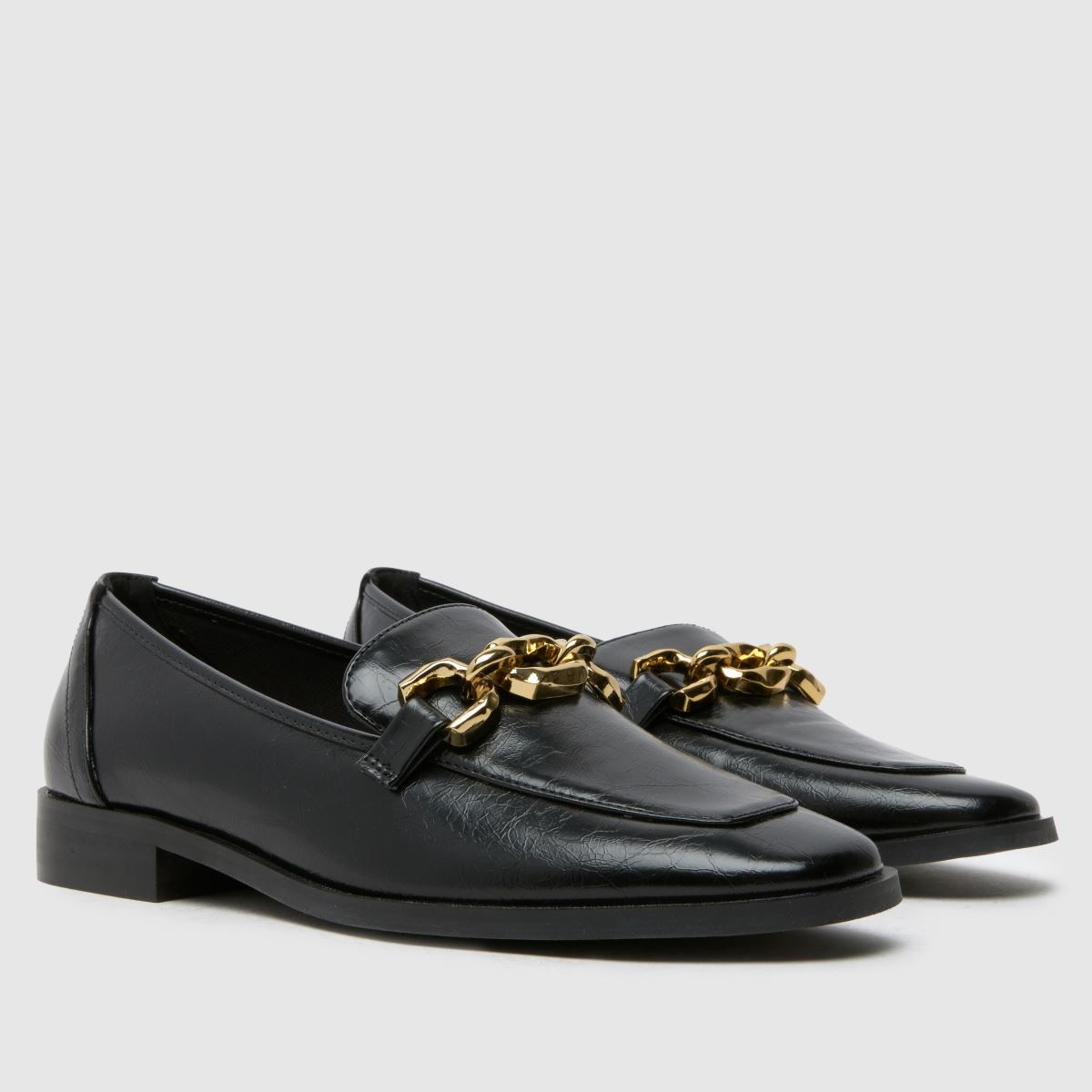 Schuh Lonnie láncos mokaszin lapos cipő fekete színben