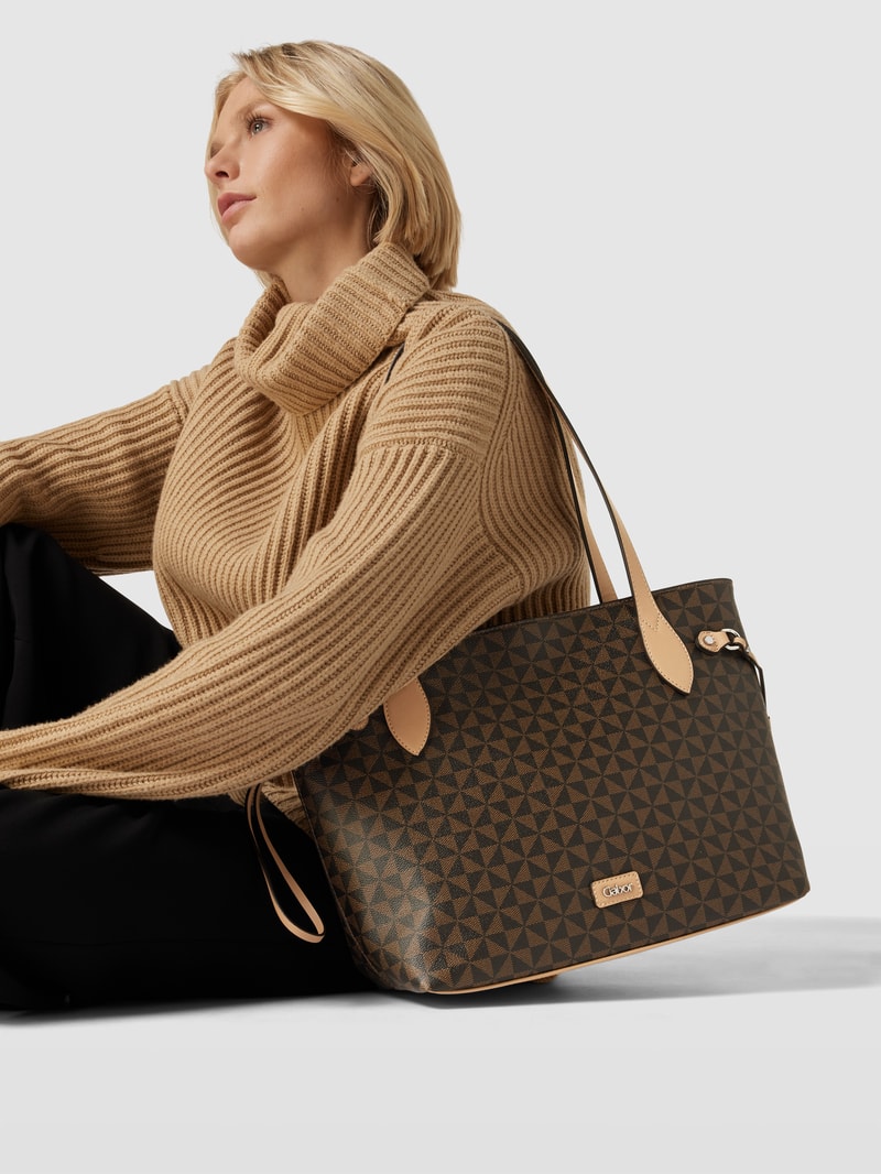 Shopper mit Allover-Muster in dunkelbraun