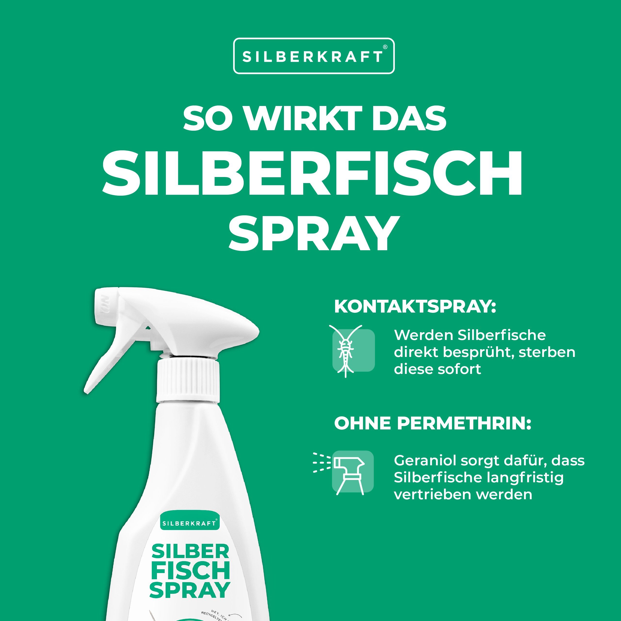 Silberkraft Insektenspray Silberfischspray - Silberfische / Papierfische bekämpfen, 500 ml, 1-St.