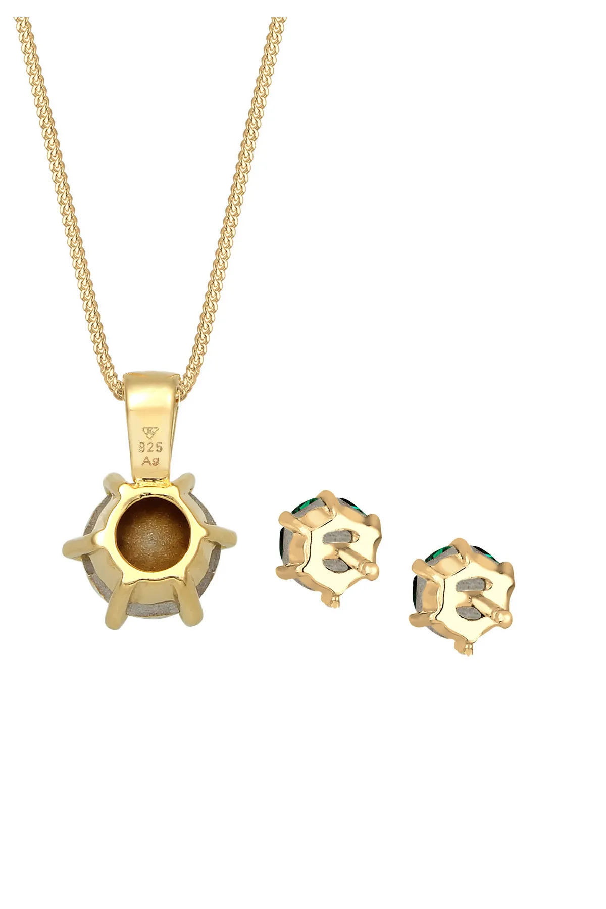 ELLI  Schmuckset Kristalle Solitär Kette Ohrstecker 925 Silber