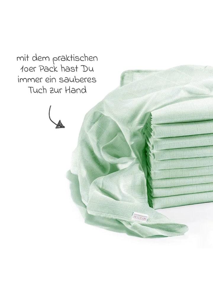 Makian Mullwindel / Mulltuch 10er Pack 80 x 80 cm - Mint in gruen günstig kaufen onesize