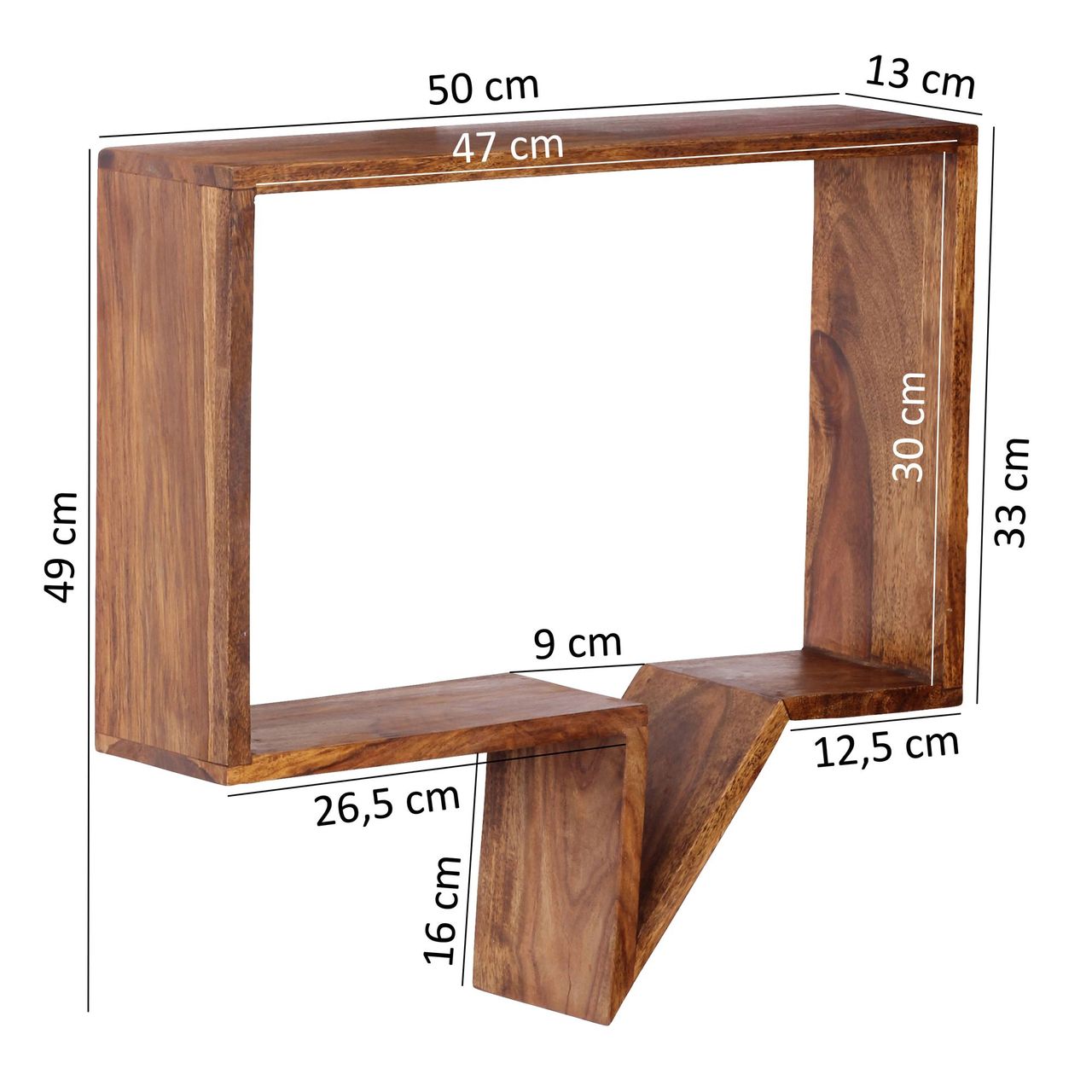 Wohnling 2er Set Wandregale Massivholz Sheesham Cubes