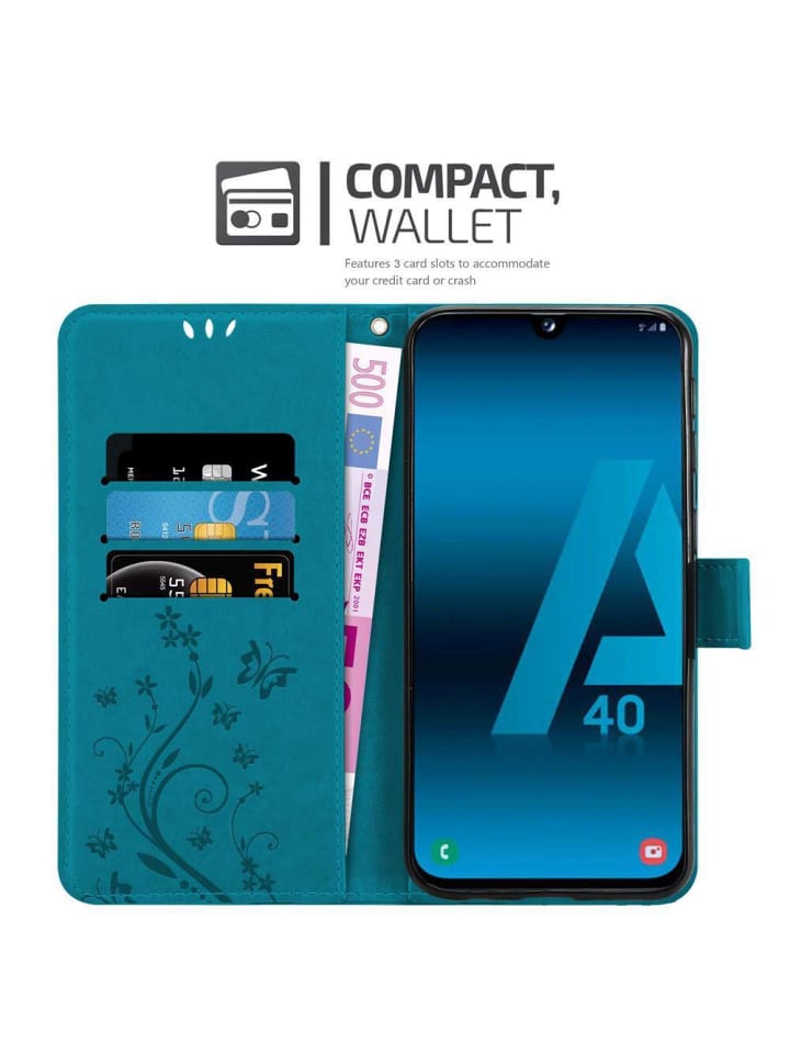 cadorabo Hülle für Samsung Galaxy A40 Blumen Design in FLORAL BLAU günstig kaufen onesize
