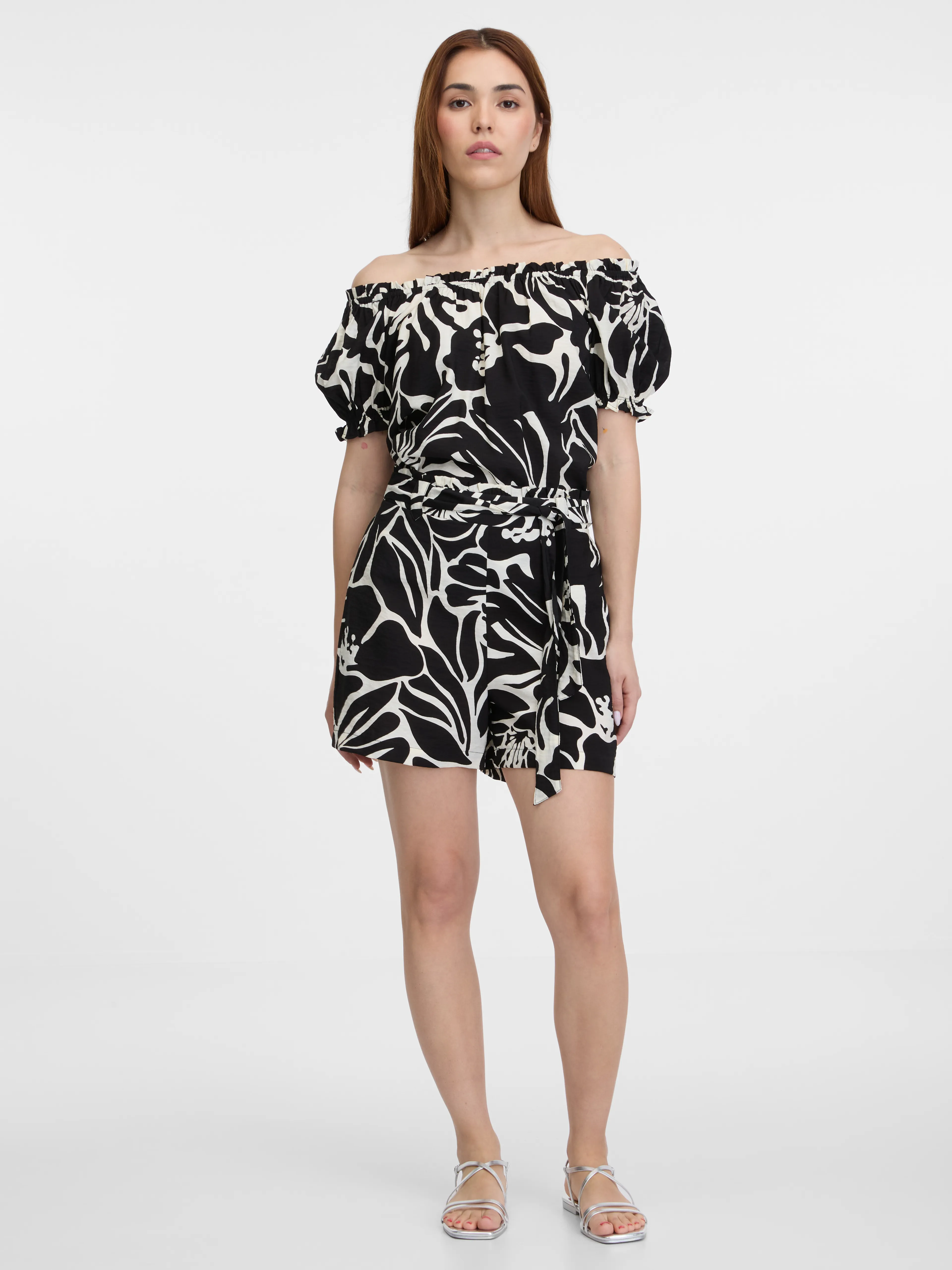 Schwarze gemusterte Damen-Shorts ORSAY