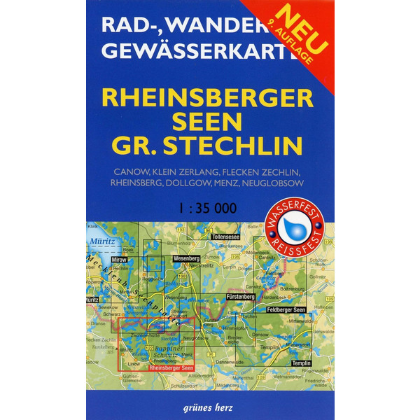 Rheinsberger Seen, Großer Stechlin 1 : 35 000 Rad -, Wander- und Gewässerkarte - Fahrradkarte