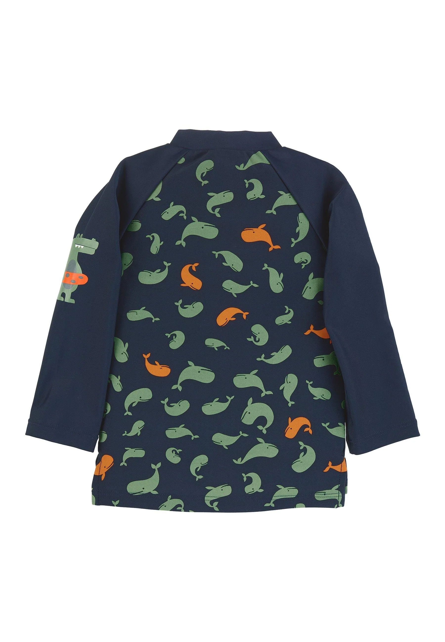 Langarm-Schwimmshirt in Marine mit Motiv Wale