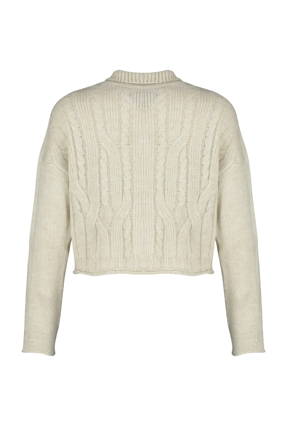 Trendyol Collection  Steinweiche strukturierte Strickjacke mit geflochtenem Reißverschluss aus Haar TWOAW24HI00202