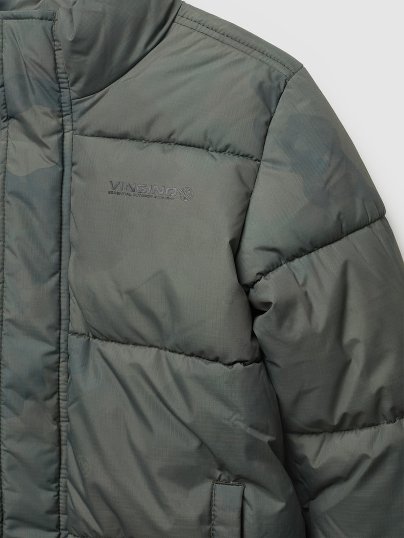 Steppjacke mit Label-Print in khaki