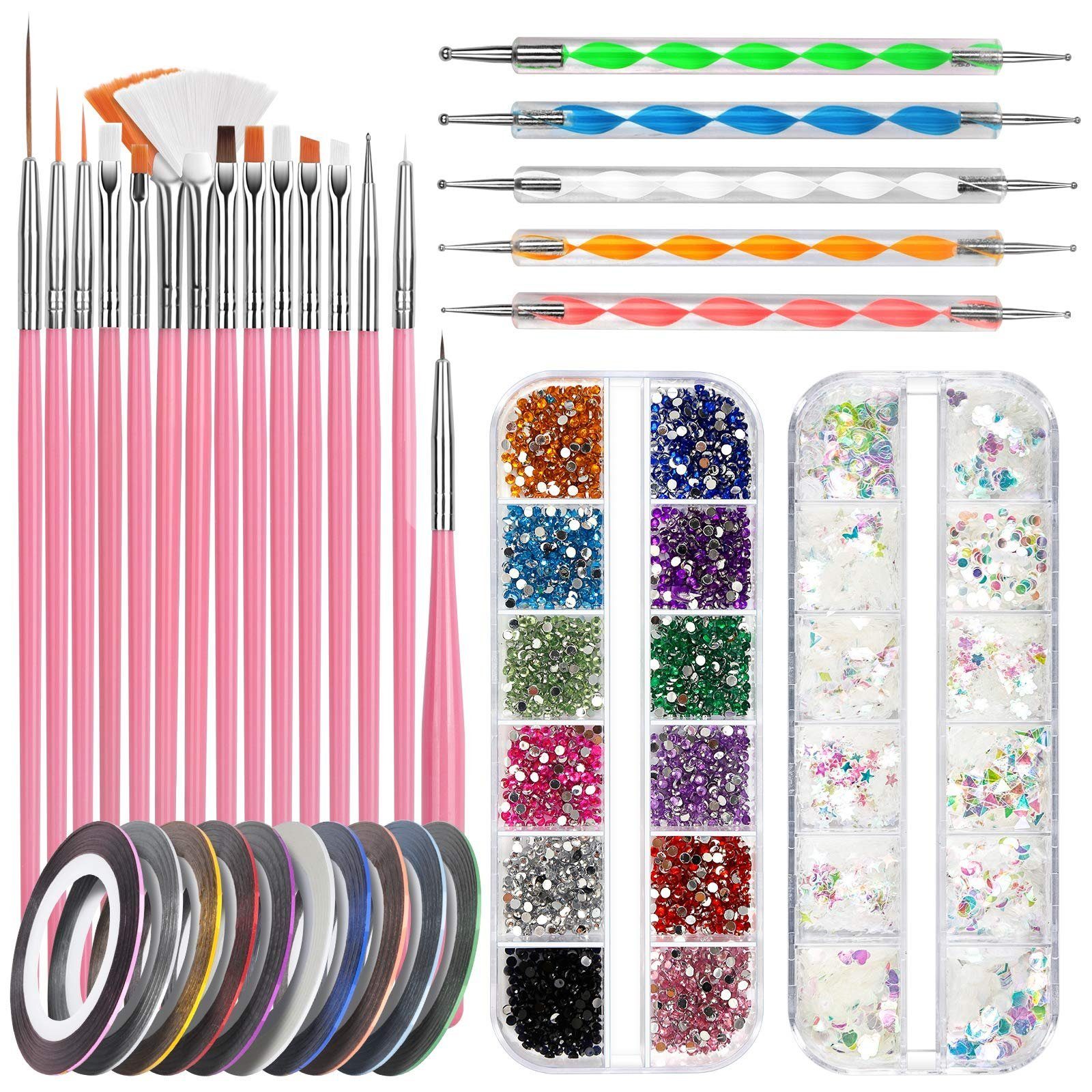 AMR HOME Nageldesign Zubehör Nail Art Pinsel Set 15 Stücke Nagel Pinsel Gelnägel Dekoration Nailart