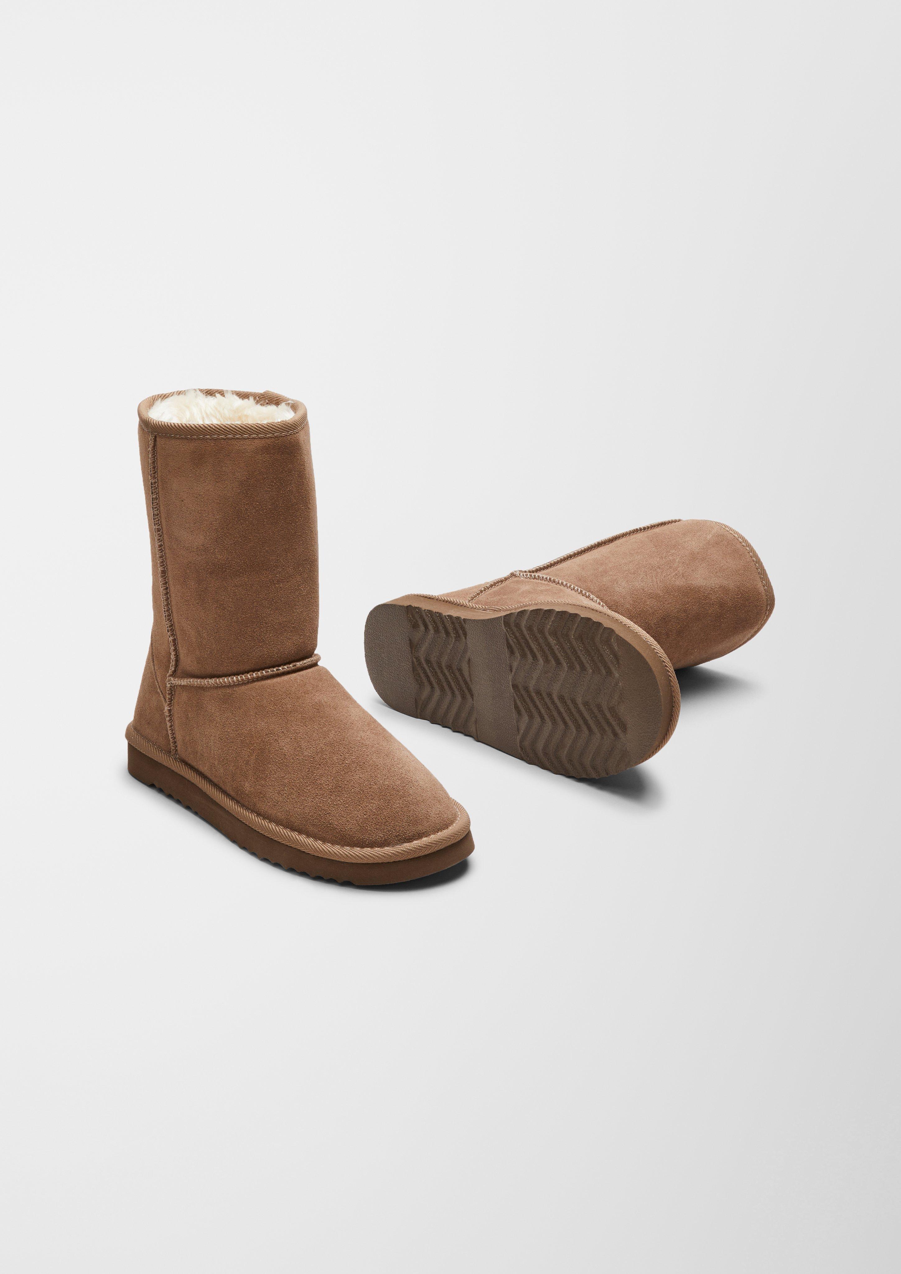 Gefütterte Velourslederstiefel  6006579-341