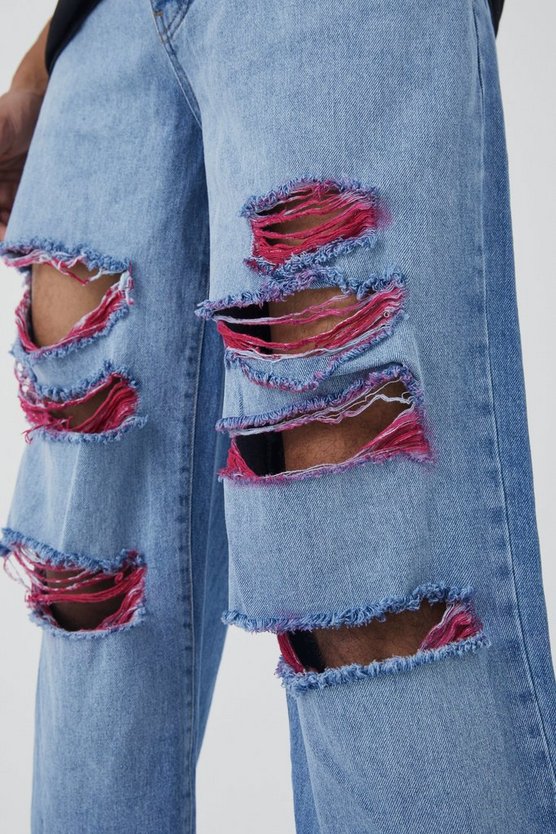 Tall lockere Kontrast-Jeans mit Rissen