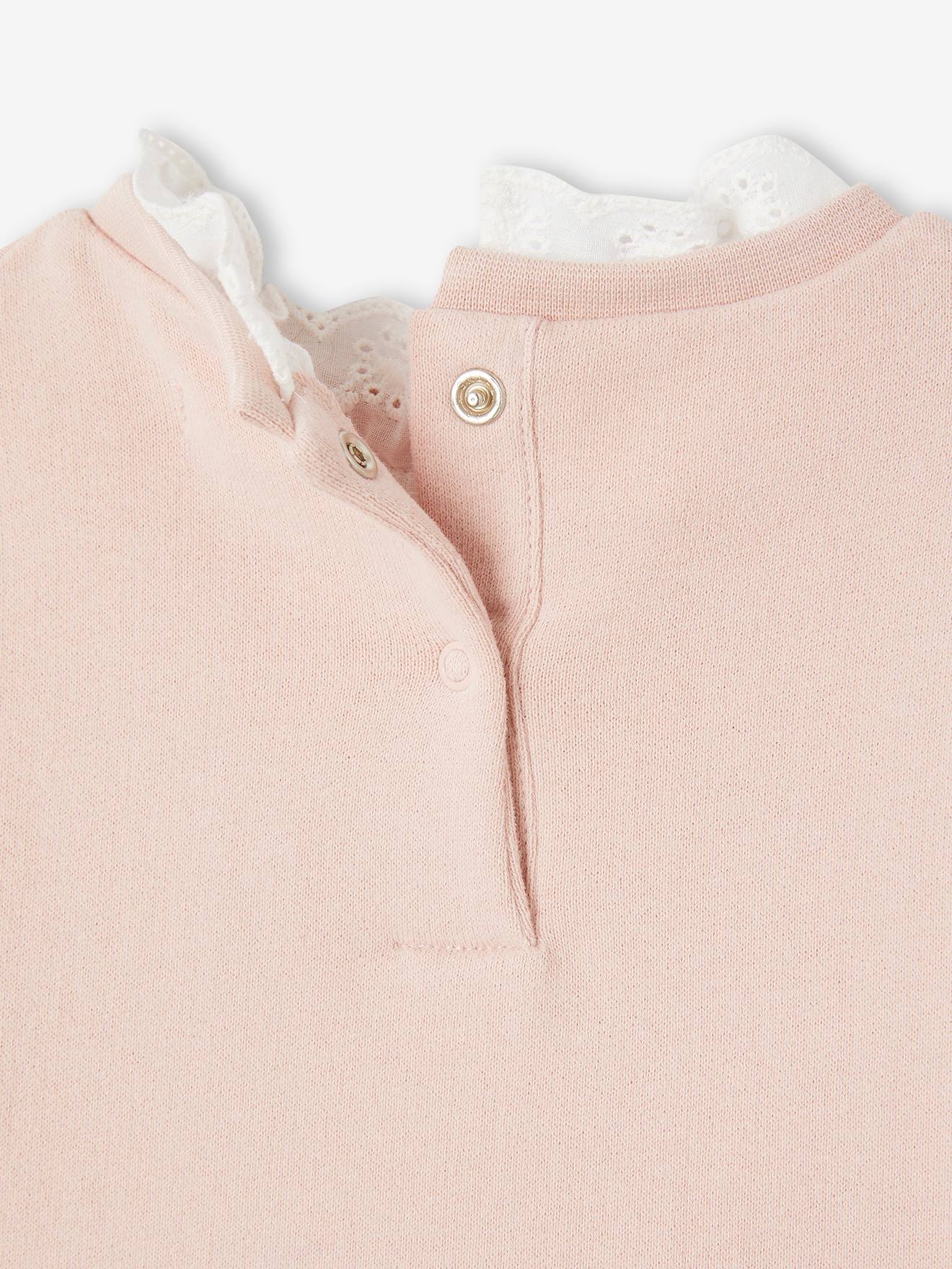 Vertbaudet Mädchen Baby Sweatshirt mit Kragen - pudrig rosa