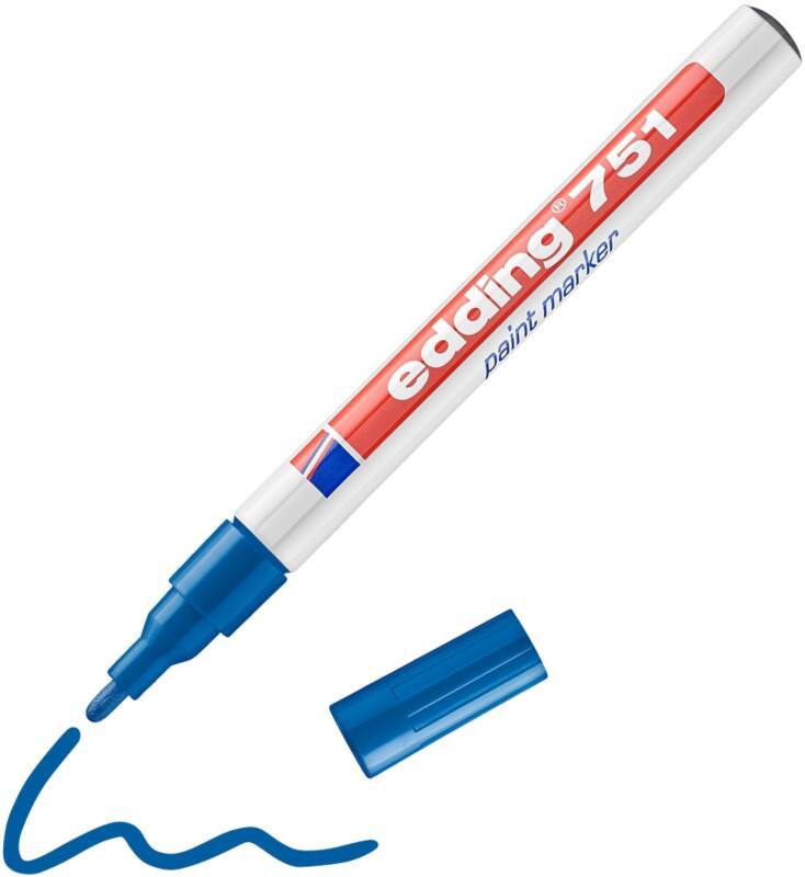 edding 751 Permanent Lackmarker Blau Fein Rundspitze 1 - 2 mm