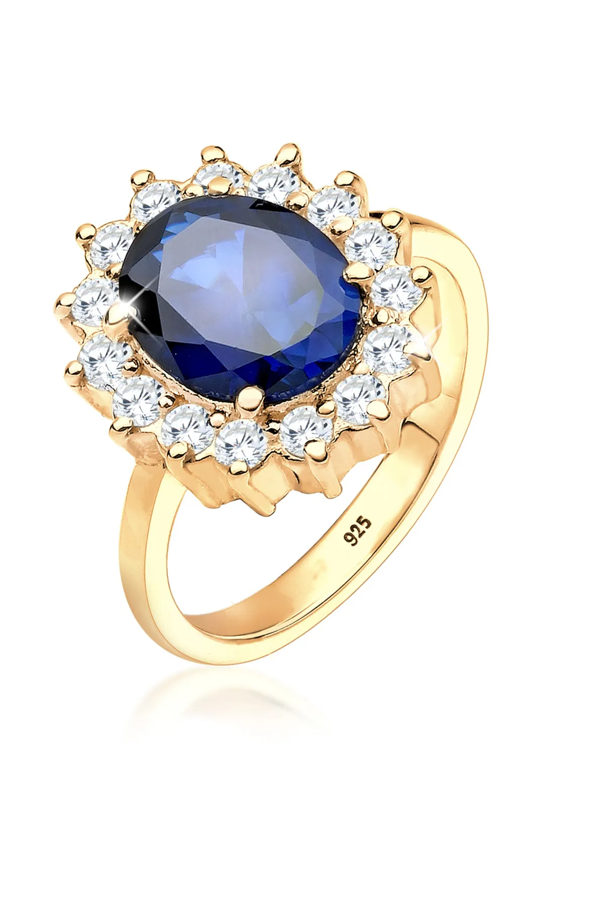 ELLI  Ring Cocktailring Saphirblau Royal Zirkonia 925 Silber