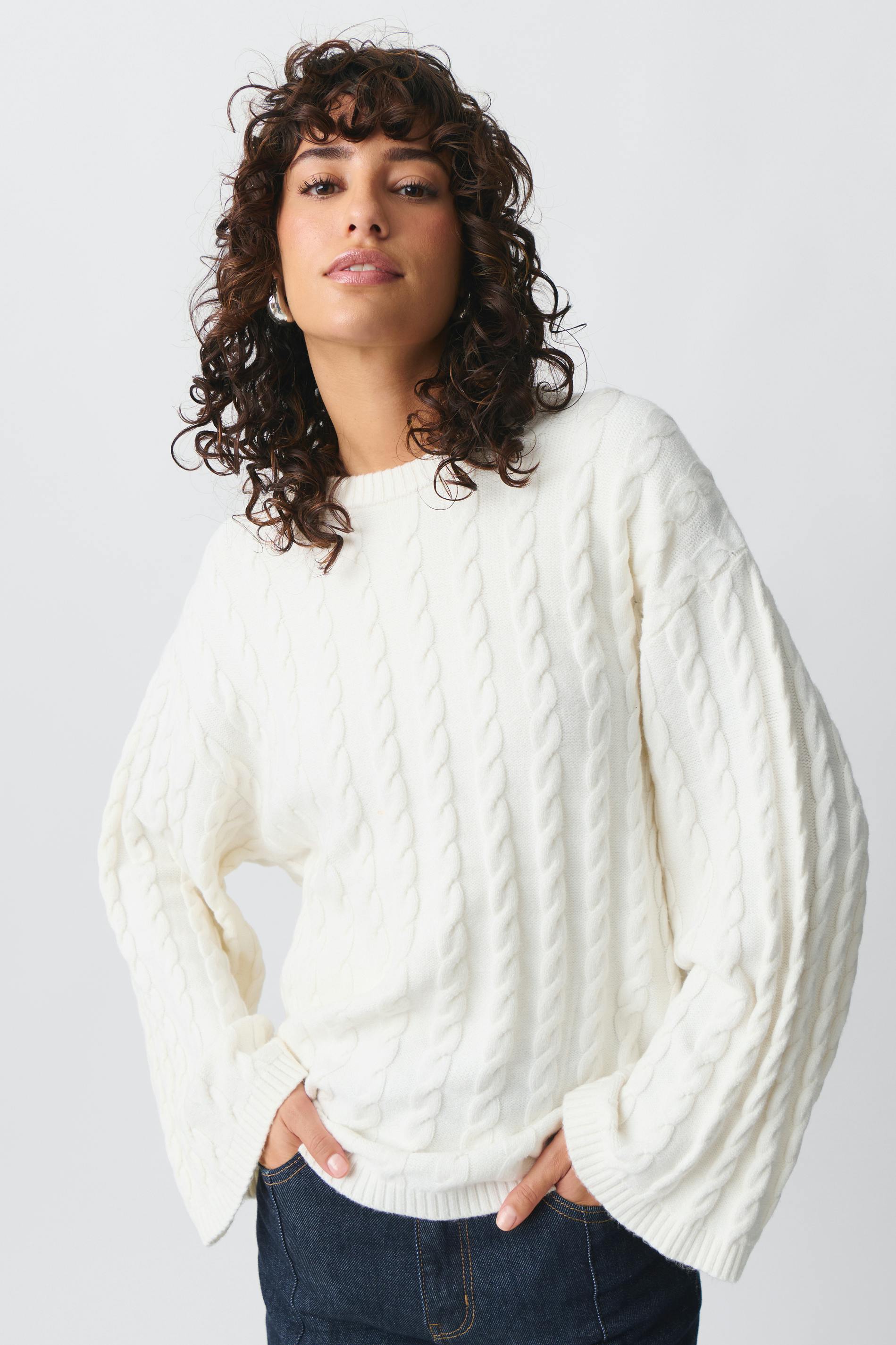 Knitted cable sweater