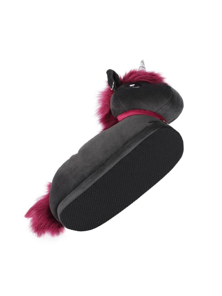 Corimori Plüsch Hausschuhe in Anthrazit/lila günstig kaufen 25/34