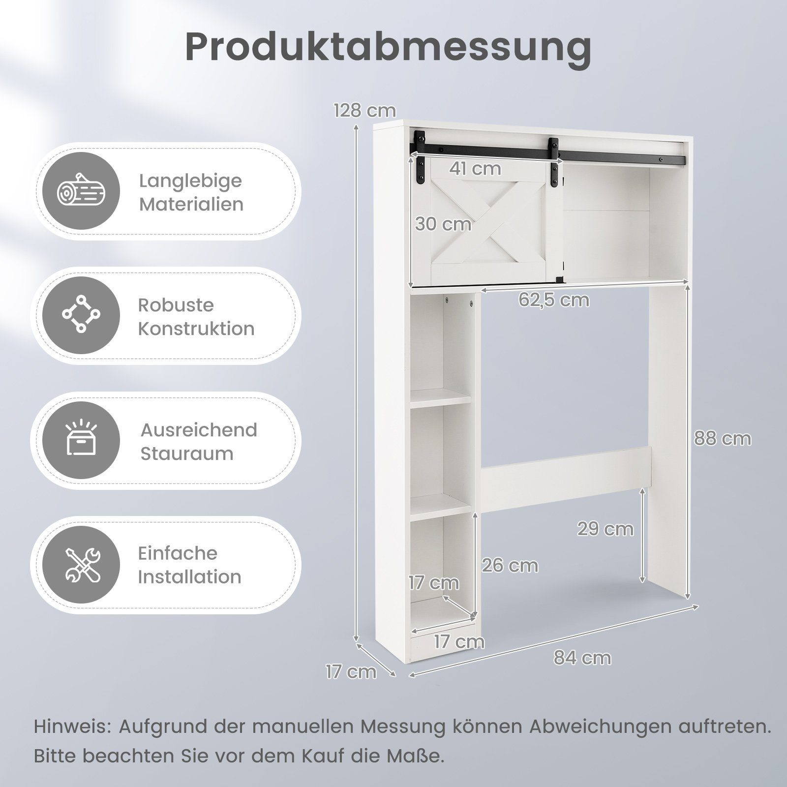 COSTWAY Waschmaschinenumbauschrank Badregal aus Holz, mit Schiebetür