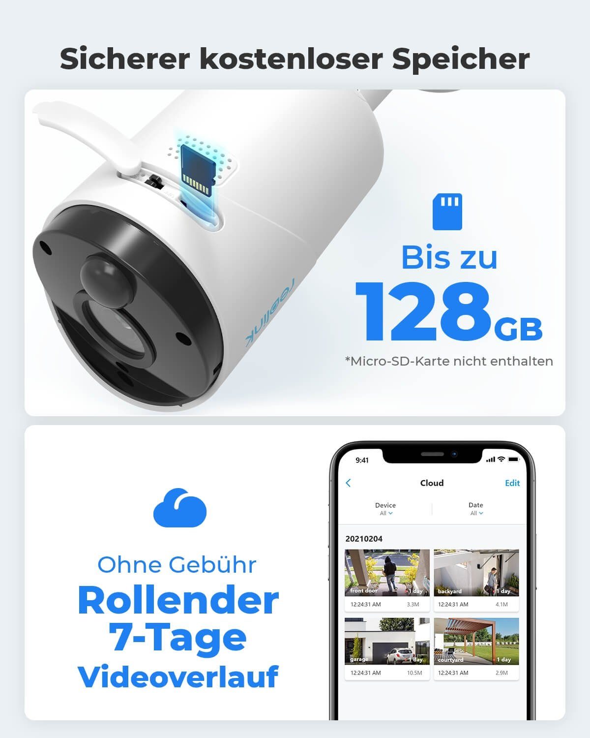 Reolink Argus Eco+Solarpanel 3MP Akku- oder solarbetriebene WLAN IP Überwachungskamera (Außenbereich, Personen-/Autoerkennung, IR-Nachtsicht)