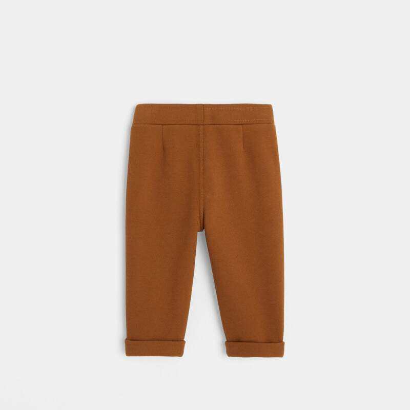 Jogpant molleton coton bio couleur marron bébé garçon