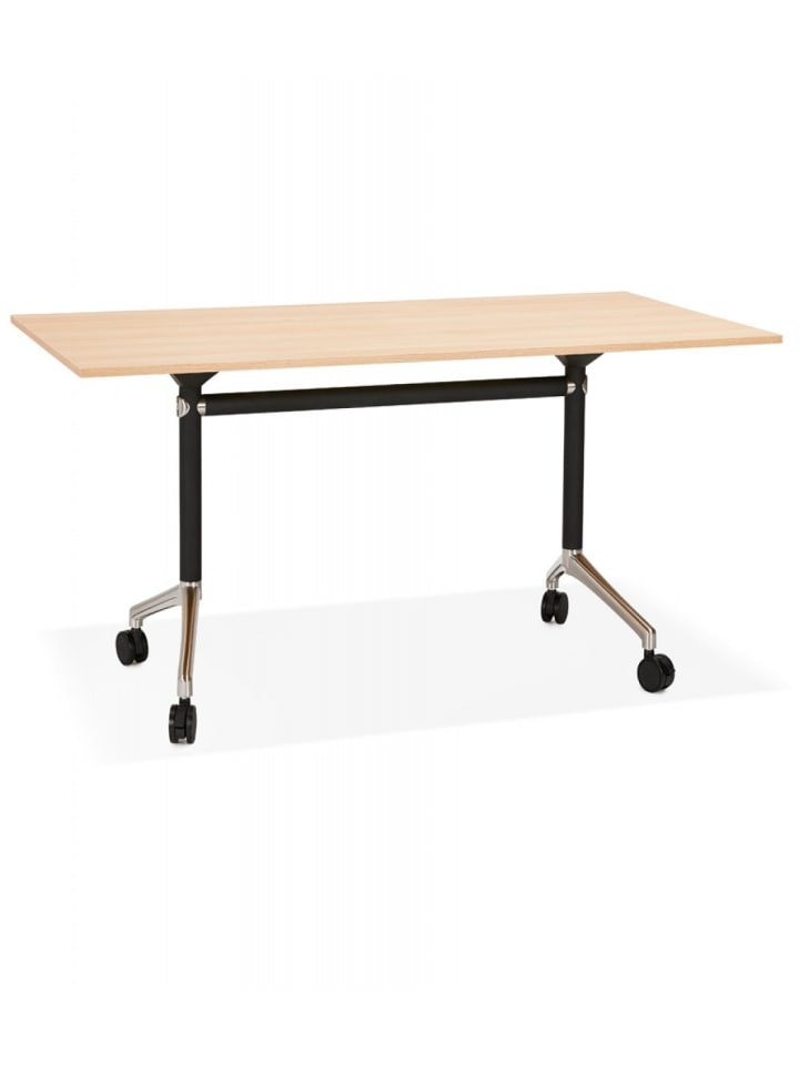KADIMA DESIGN Klappbarer Schreibtisch aus Holz und Metall | Beige Naturholz Optik in Beige günstig kaufen