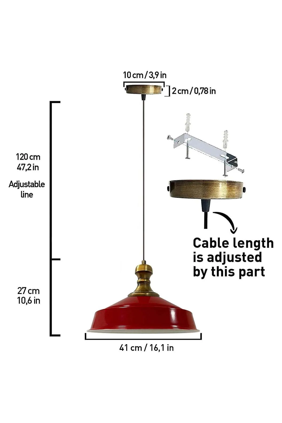 Bamyum  Pendelleuchte Asletl-Knob, Metall, 41 cm, Bordeaux Lampe