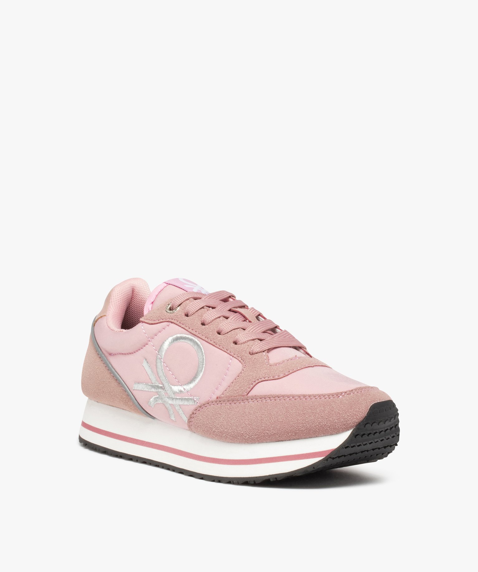 Baskets femme style retro running unies - Benetton rose | GEMO