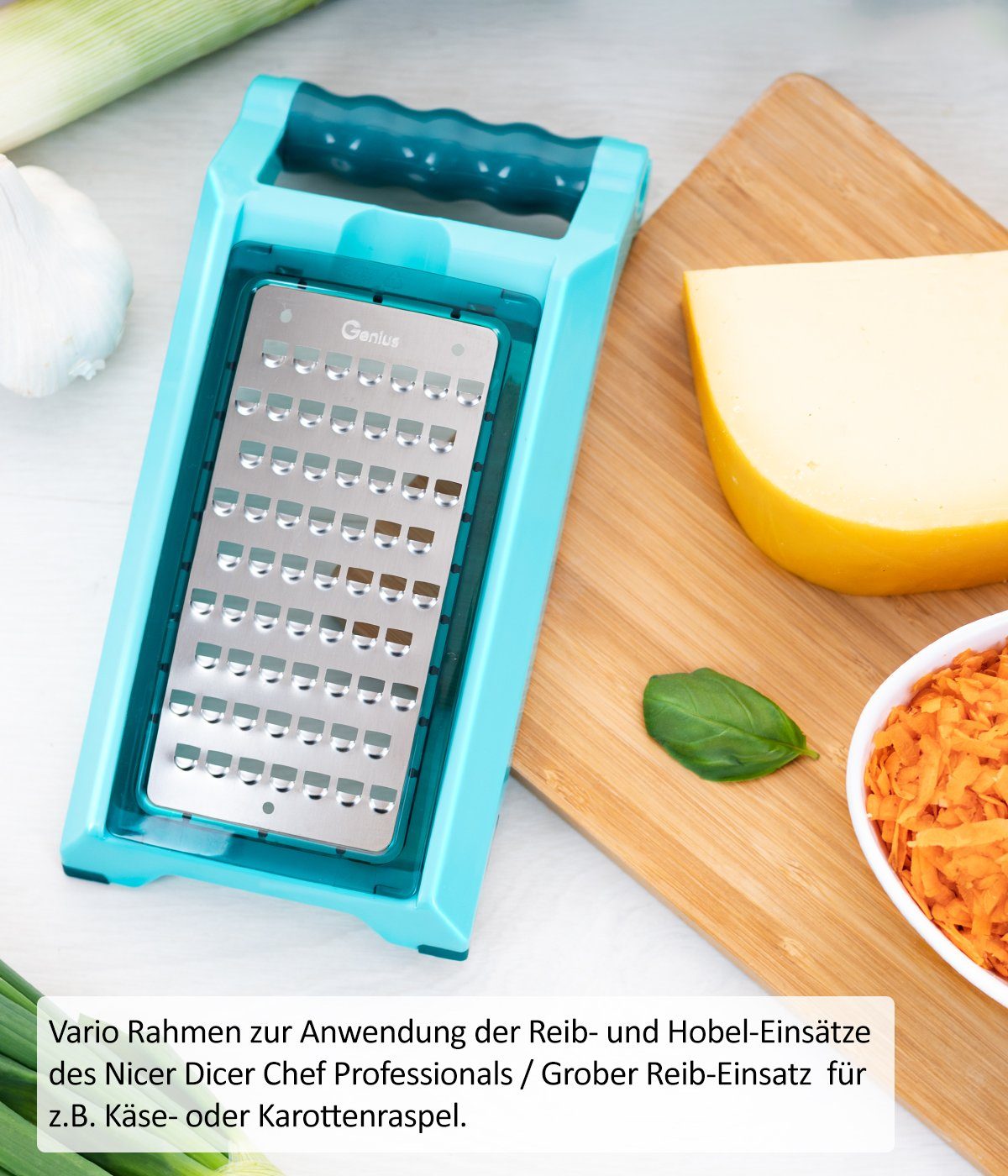 Genius Gemüseschneider Nicer Dicer Chef Professional, Set 23-tlg. - Gemüseschneider, 5.2L Behälter Deckel Gemüsehobel Zerkleiner