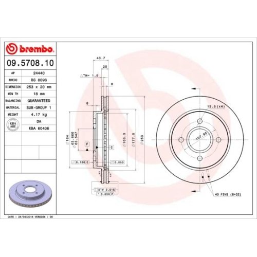 Bremsscheibe Brembo Hinterachse  2 Stück 09.5708.10 - ATU