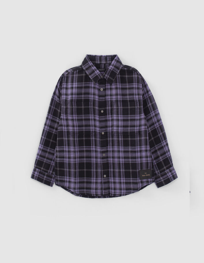 Chemise violet mix carreaux garçon