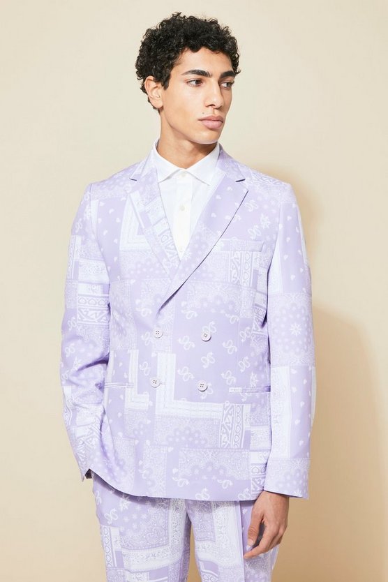 Doppelreihige Slim-Fit Anzugjacke mit Bandana-Print