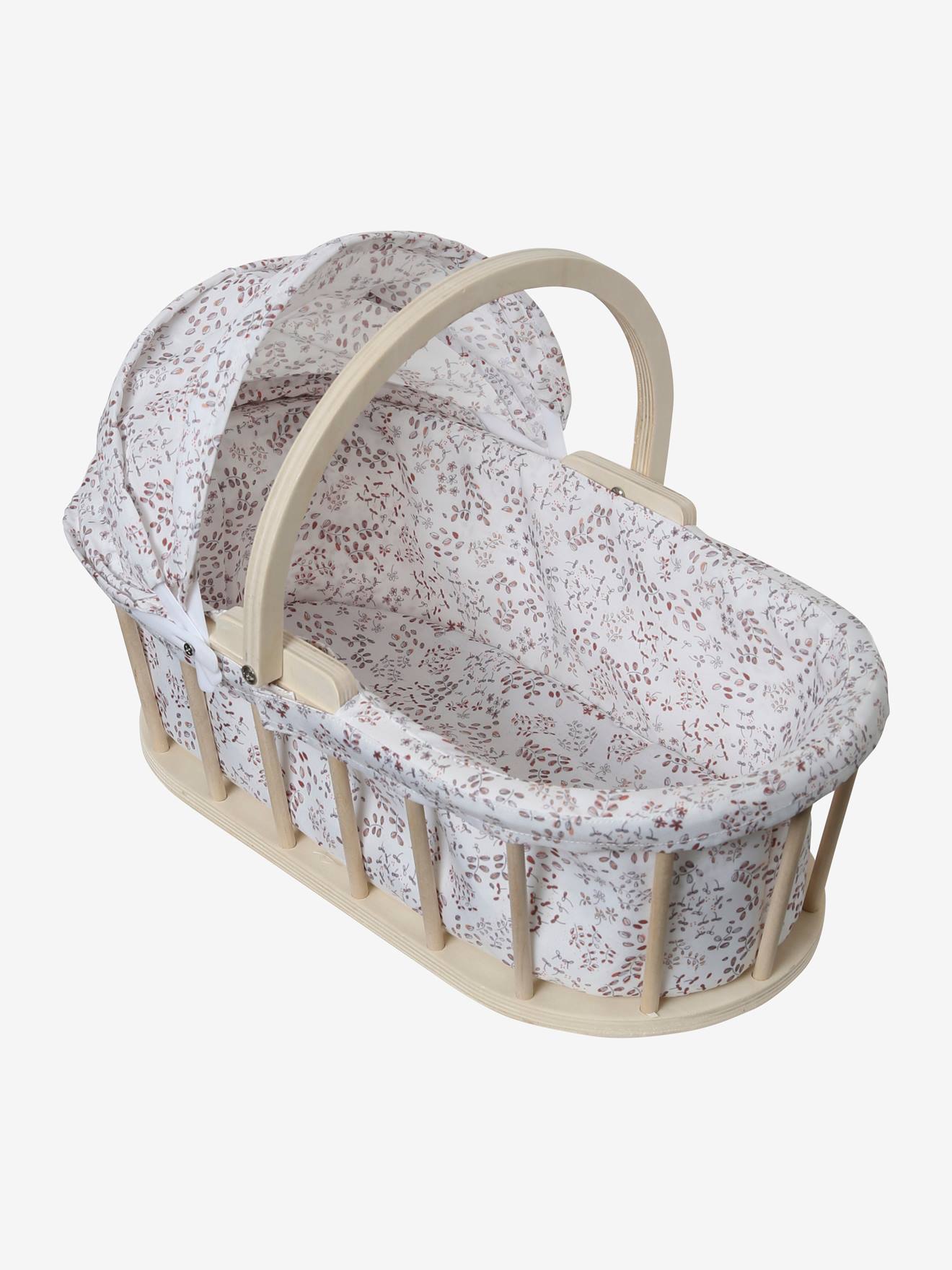 Couffin pour poupon en bois FSC® et tissu beige
