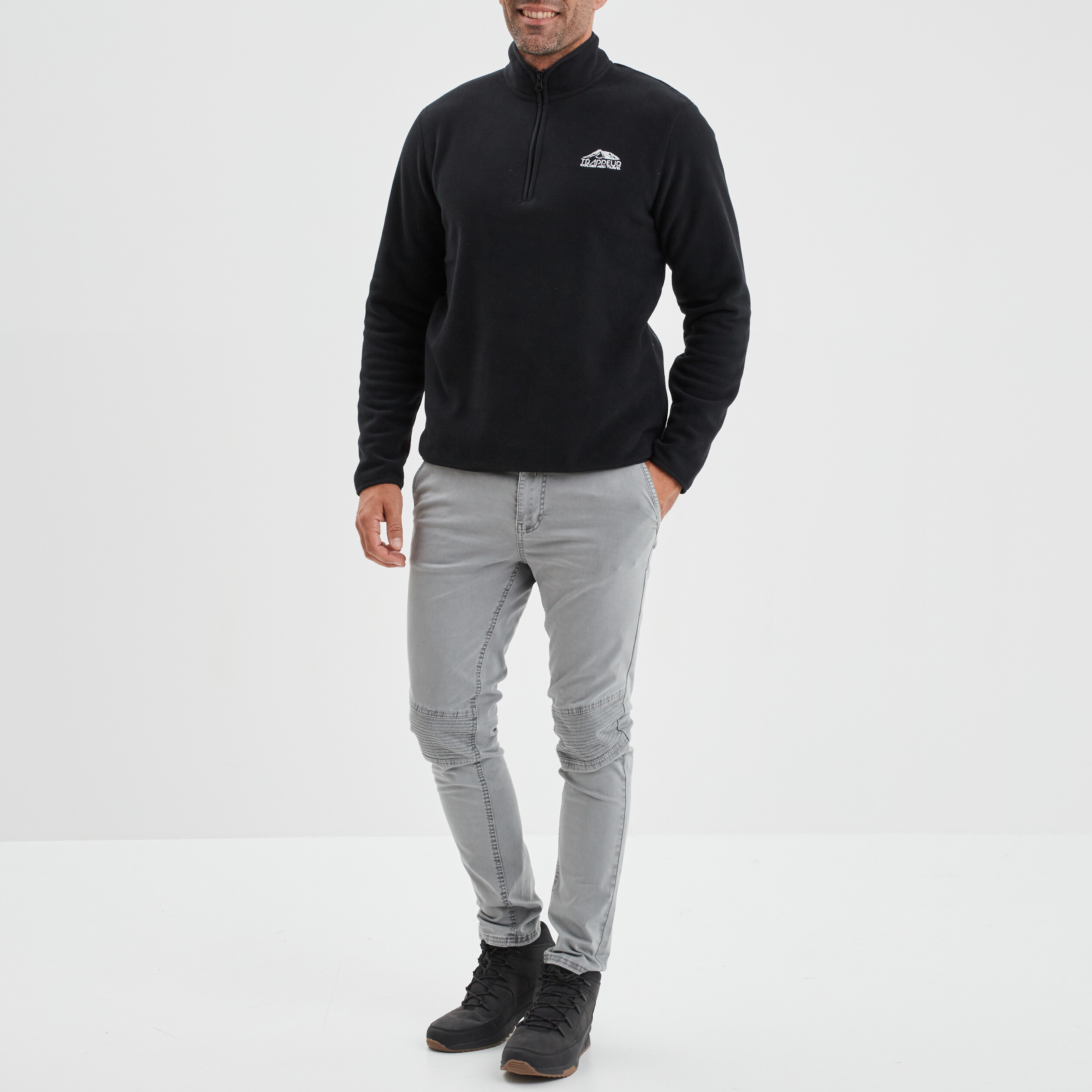 Sweat polaire camionneur Trappeur noir homme | La Halle