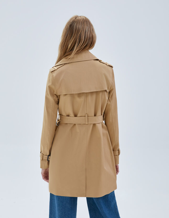 Trench beige mi-long ceinturé Femme