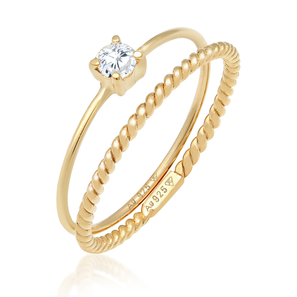 Elli Elli Bague Ensemble de bagues pour femmes Blogger Tordu Trend avec pierre de zirc Bague