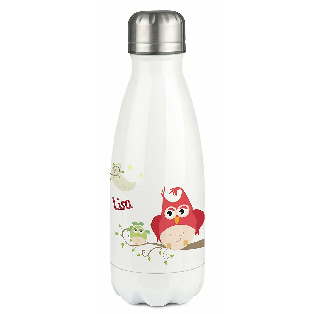 Edelstahl Kinder Thermoflasche / Trinkflasche bunt Eule Mama Spülmaschinenfest, Auslaufsicher, Bruchfest, Doppelwandig, Für Heißgetränke geeignet, Mit Deckel, Isoliert