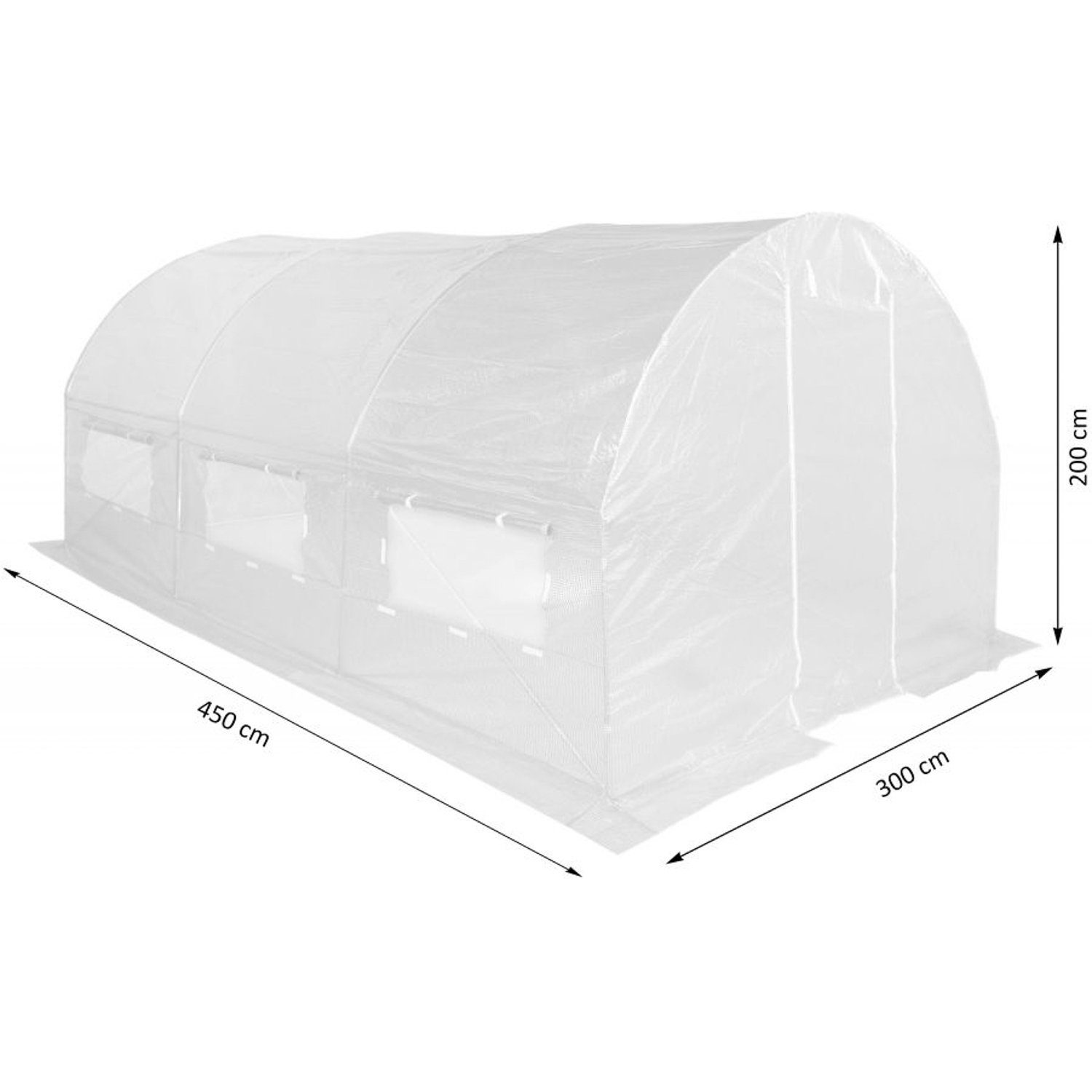 PLANTASIA Foliengewächshaus Folientunnel 300 x 450 cm, mit 6 Seitenfenster, BxTxH: 300,00 x 450,00 x 200,00 cm, Treibhaus, UV-beständig, Farbwahl
