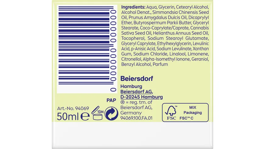NIVEA Natural Balance Bio Hanfsamenöl Beruhigende Tagespflege 50 ml