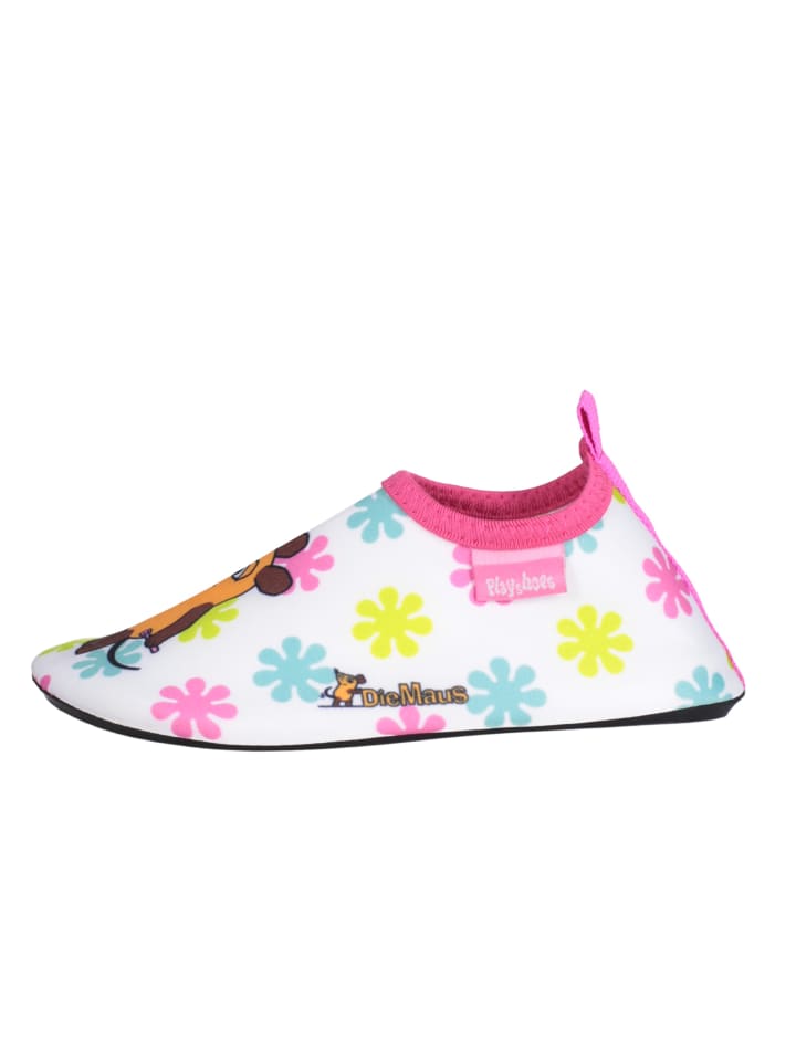 Playshoes Barfuß-Schuh DIE MAUS Blumen in Weiß/Rosa günstig kaufen