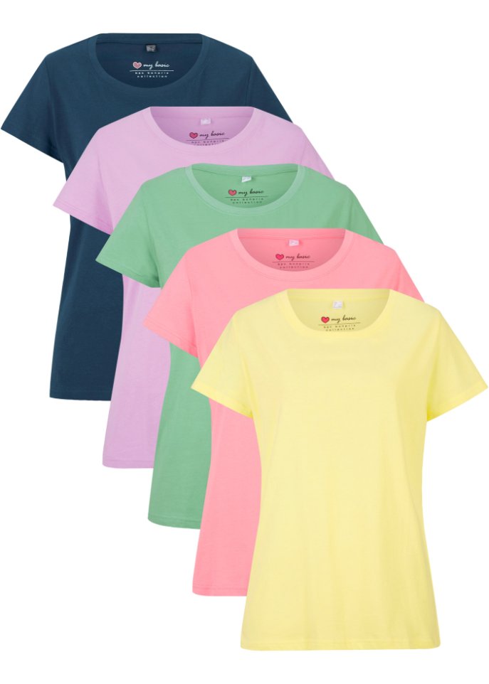 Rundhals-Shirt, Kurzarm (5er Pack)