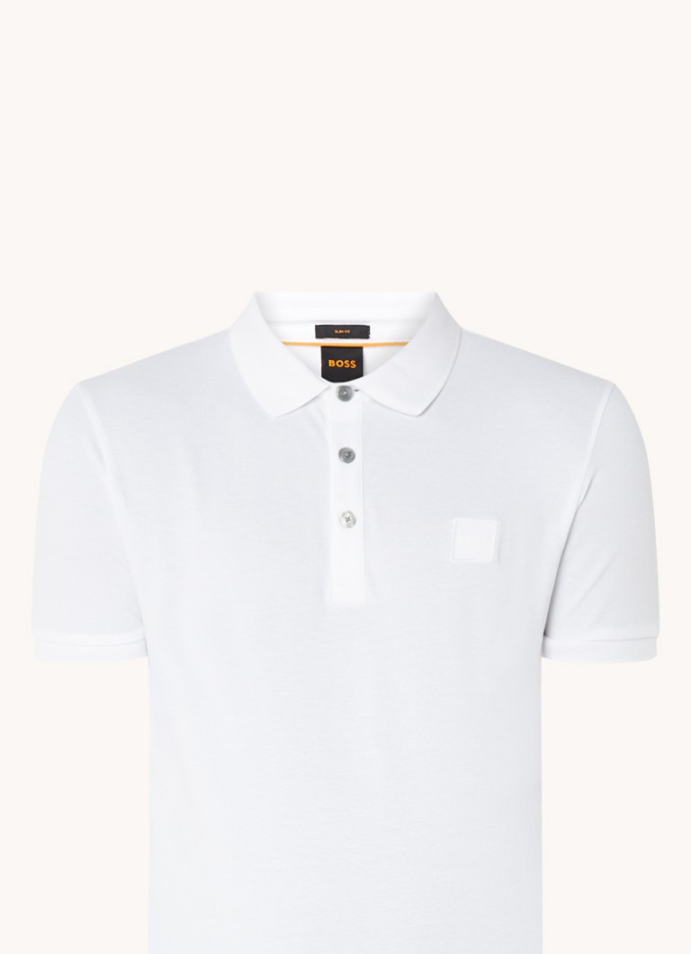 Polo HUGO BOSS Passenger slim fit em piqué de algodão com logotipo.