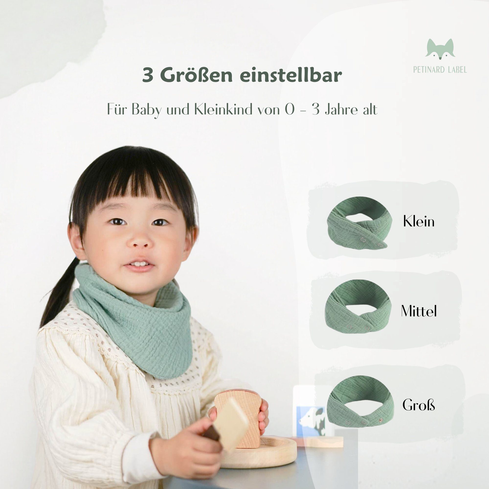 Petinard Label Lätzchen Winter-Herbst geeignet dicker Musselin Lätzchen Dreieckstuch Halstuch, (5er Set), Lätzchen für Babys & Kinder (0-3J)