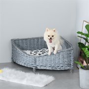 PawHut Hundebett Haustierbett Katzensofa Weichem Bezug Katzensofa Weide Plüsch Grau 68 x 68 x 32 cm