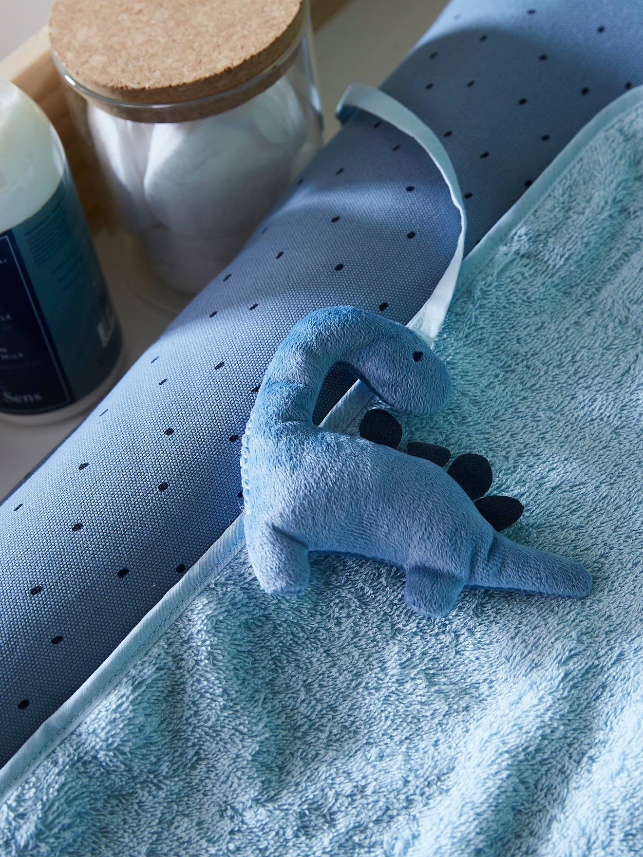 Matelas à langer PETIT DINO personnalisable bleu