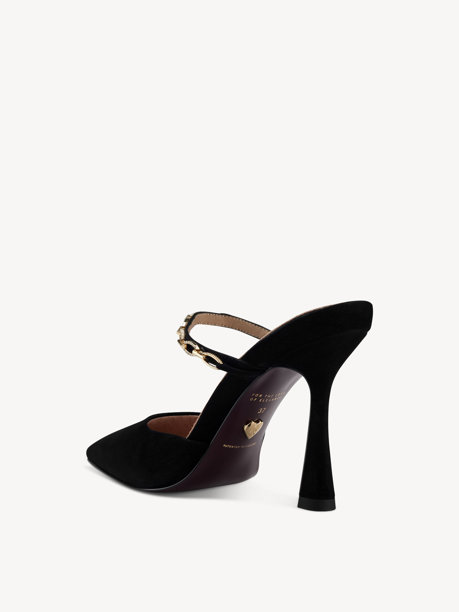 Sandale à talon en cuir - noir