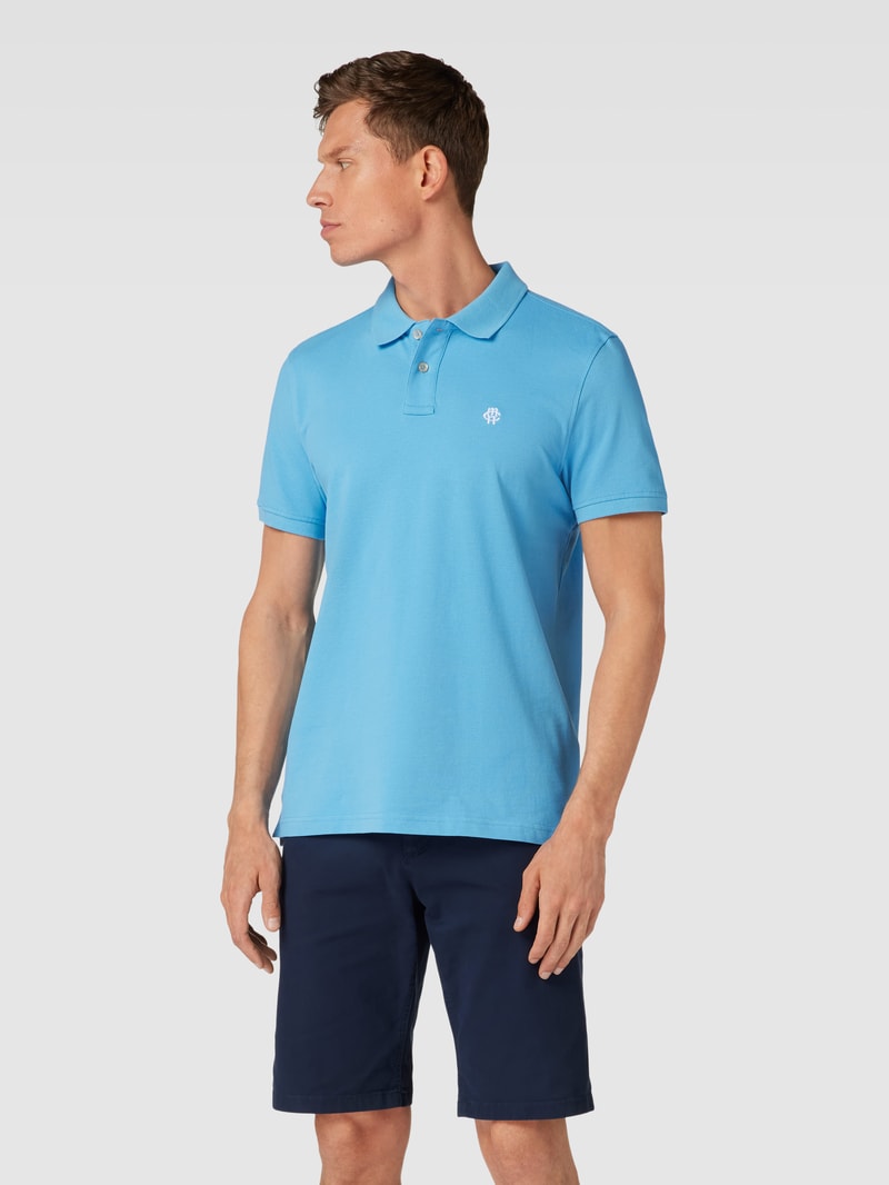 Poloshirt mit Label-Stitching in blau
