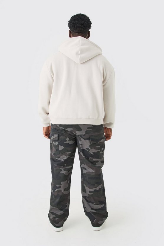 Plus kastiger Oversize Worldwide Hoodie mit Reißverschluss