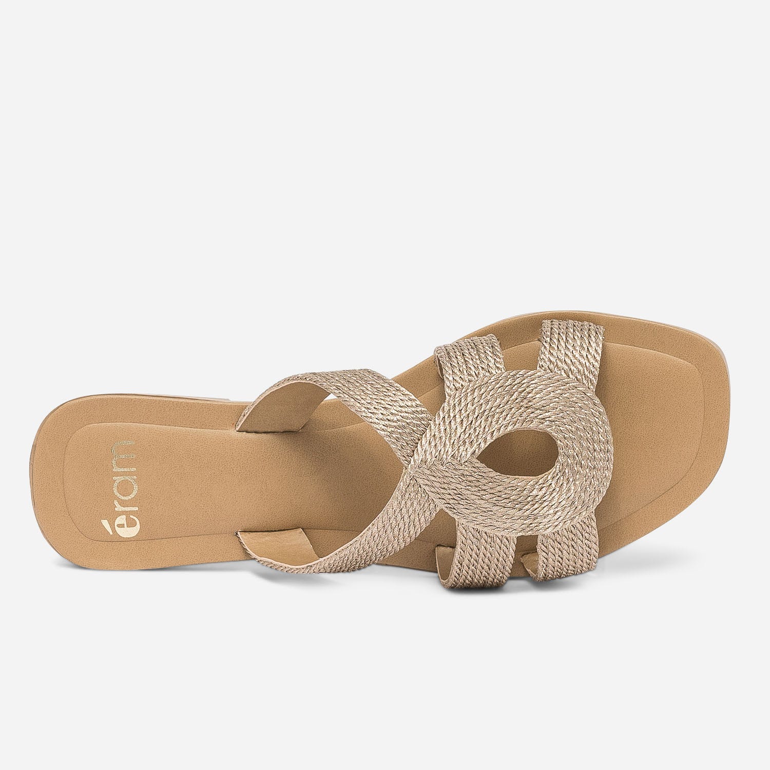 Mule bronze en textile tressé