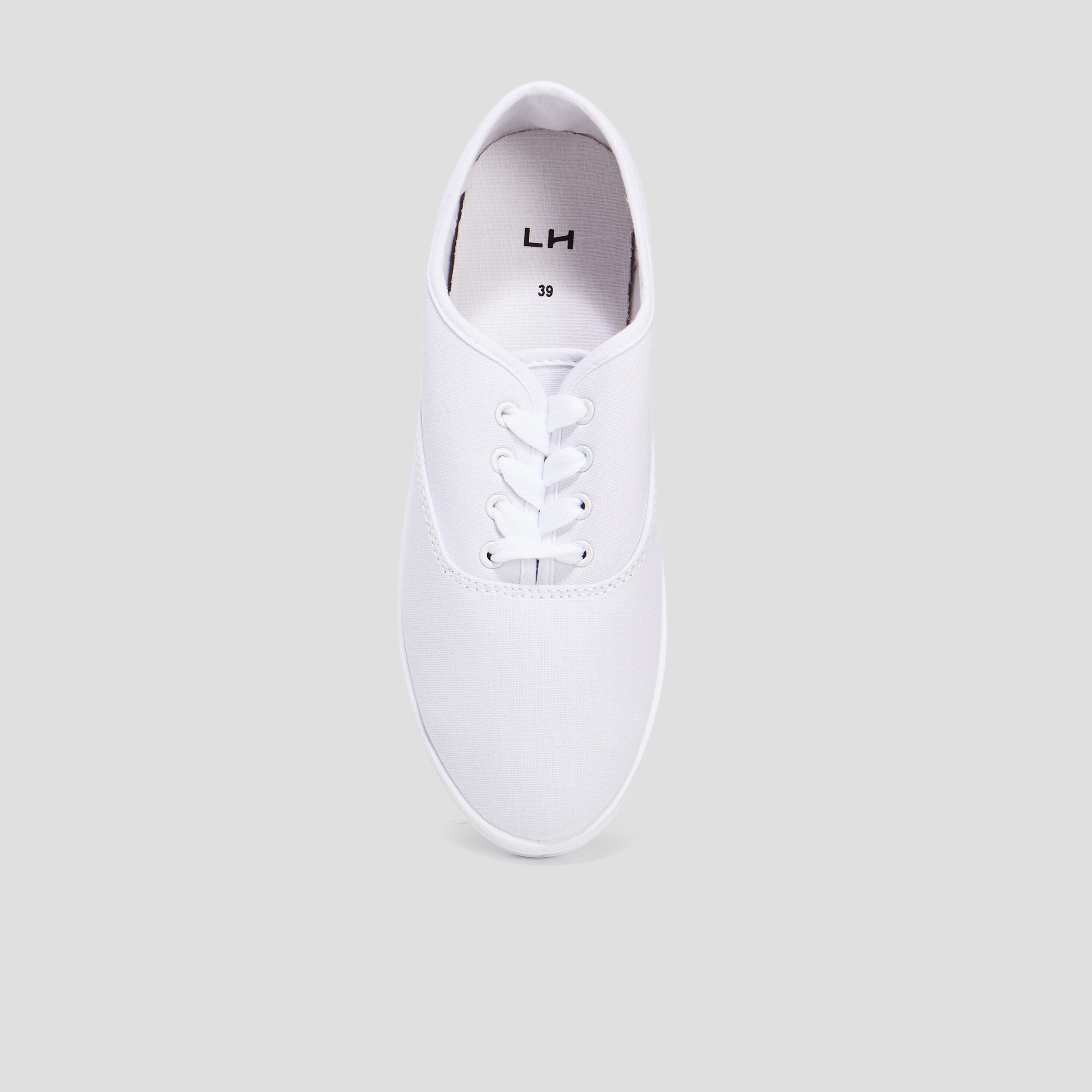 Baskets en toile à lacets blanc femme | La Halle