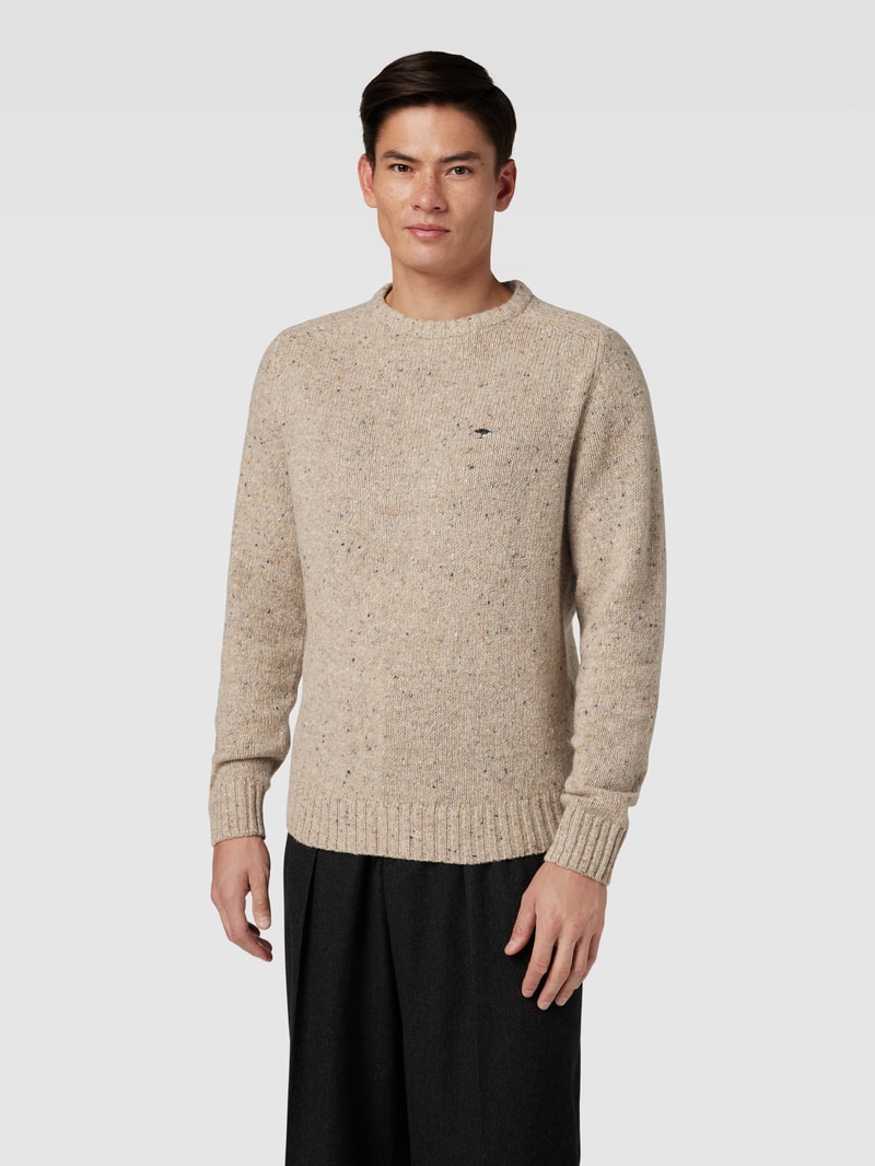 Strickpullover in Melange-Optik Modell 'Donegal' in offwhite