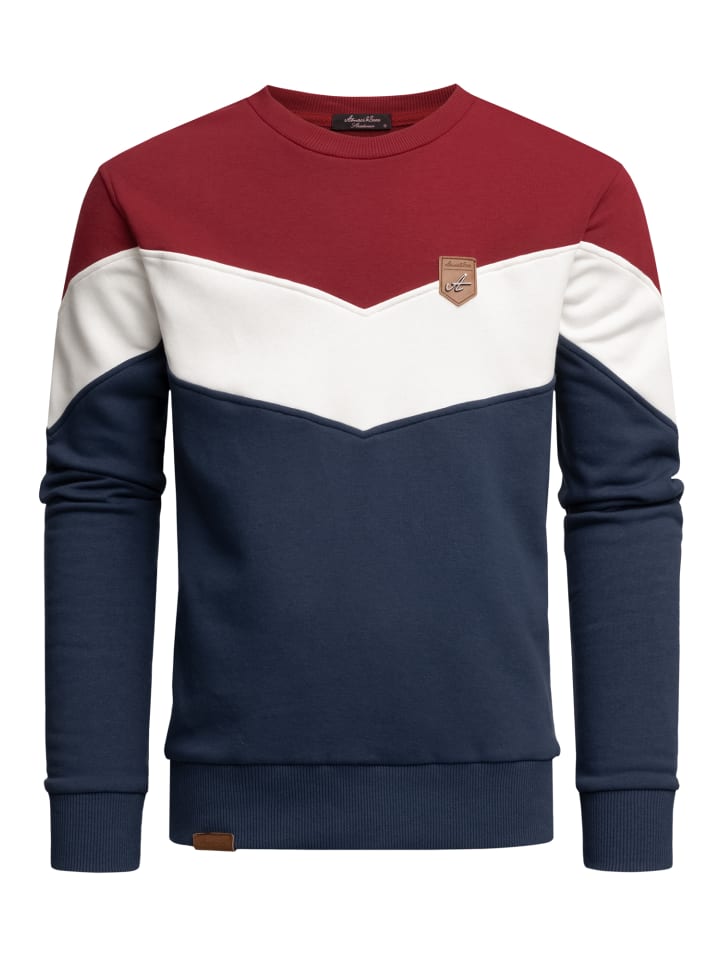 Amaci&Sons Sweatshirt mit Rundhalsausschnitt PALMDALE in Bordeaux/Weiß/Blau günstig kaufen